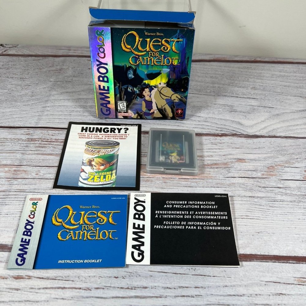 Gameboy Color Quest For Camelot Boxed Complete CIB Game Boy Like New Rare